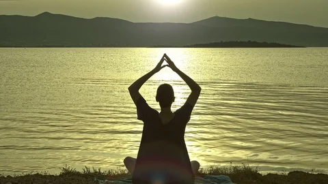Meditating By The Ocean Stock Footage 112958118