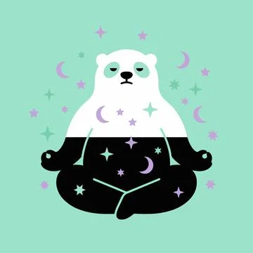 Meditating Panda with Celestial Elements Stock Illustration