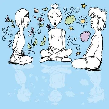 Meditating people Stock Illustration