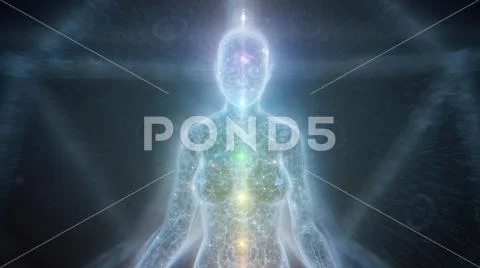 Meditating Woman Human Astral Body 5D Density Astral Projection - Medium CloseUp Stock Illustration