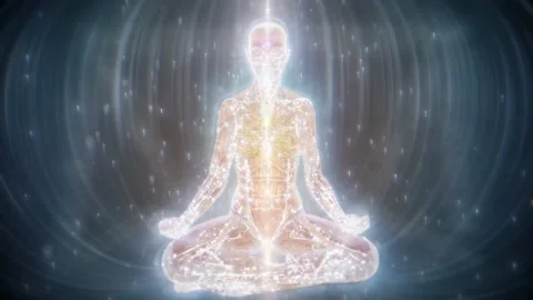 Man Meditate Yoga Energy Concept Thermal Stock Footage Video (100