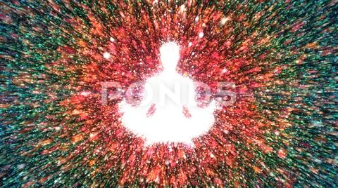 Meditating yoga figure radiating energy Stock Illustration