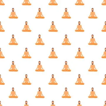 Meditating yogi men pattern illustrating spiritual practice Stock Illustration