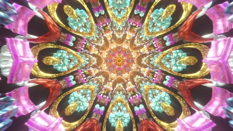 Meditation 3D mandala vj seamless loop beautiful color light trip with motio Stock Footage