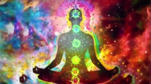 Meditation background HD loopable kundalini awakening chakra healing yoga om Stock Footage 221590083