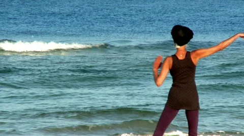 Meditation on the beach 2 Stock Footage 462406