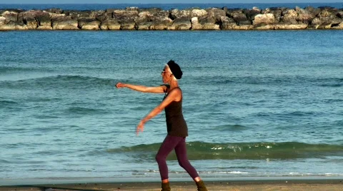 Meditation on the beach 3 Stock Footage 473660