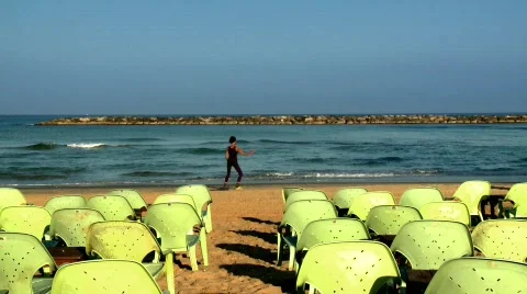 Meditation on the beach 5 Stock Footage 473625