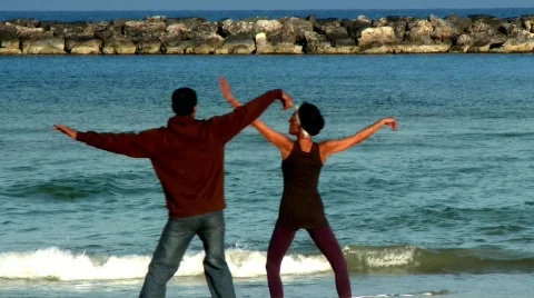 Meditation on the beach Stock Footage 473735