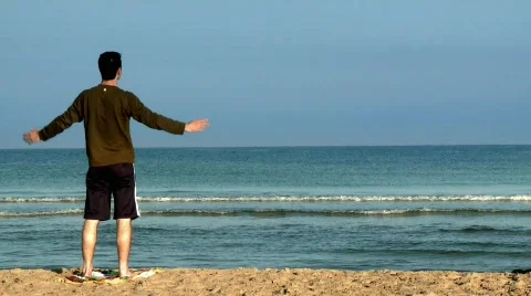 Meditation on the beach - Funny Stock Footage 462292
