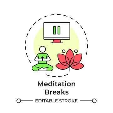 Meditation breaks flat linear concept icon 库存插图