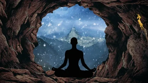 Meditation in a cave Stock Footage 237600015
