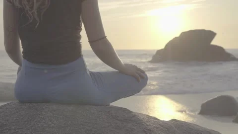 Meditation class by the ocean Stock Footage 145971834