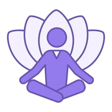 Meditation Color Icon. Vector Icon of a Man Sitting in the Lotus Pose. Yoga.. Stock Illustration