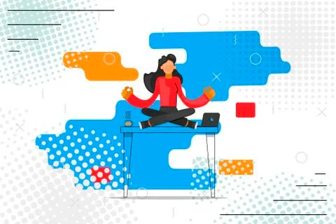 Meditation concept during work break, Stock Illustration