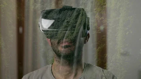 Meditation concept in the Metaverse with vr headset , futuristic lifestyle Stock Footage 165252153