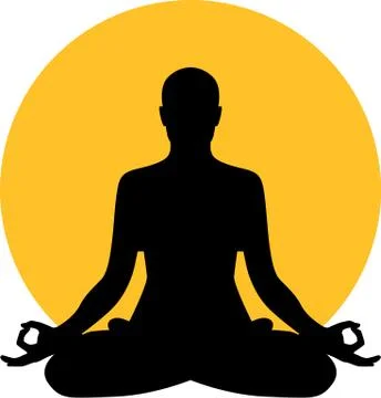 Meditation in front of moon sun Stock Illustration