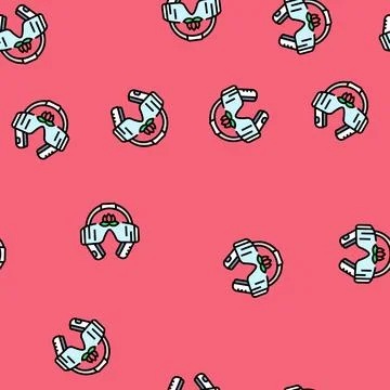 Meditation headset vector seamless pattern Illustrazione stock