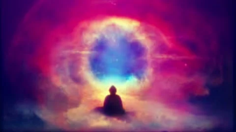 Meditation high definition loopable background chakra healing om Stock Footage 221254622