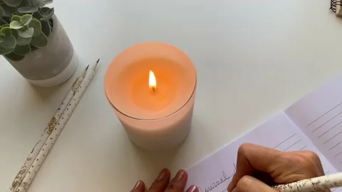 Meditation Journalling With A Candle 库存影片 144858703