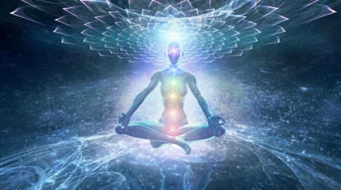 Meditation leading to the enlightenment and nirvana. Chakras opening. Stock Footage