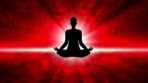 Meditation with light snow Red Background Color Stock Footage 142055178