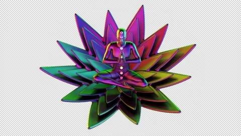 Meditation in Lotus Pose – 3d render looped with alpha channel. Video stock 167608543