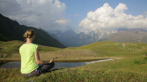 Meditation in the mountain Stock Footage 41832599
