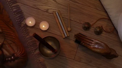 Meditation Objects Top View Setup 스톡 동영상 72416736
