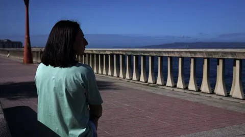 Meditation on the ocean. Harmony and tranquility. Stock Footage 214658756