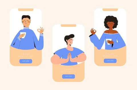Meditation online training Stock Illustration