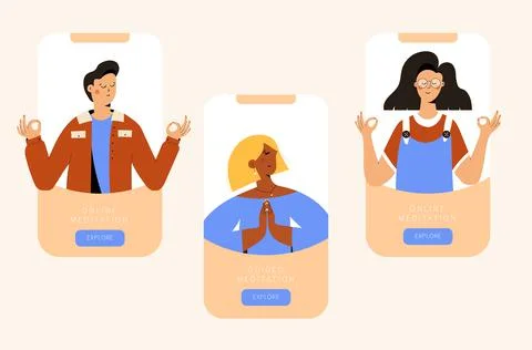 Meditation online training Stock Illustration