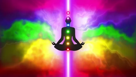 Meditation opens and balances the energy of the chakras in the body Stock Footage