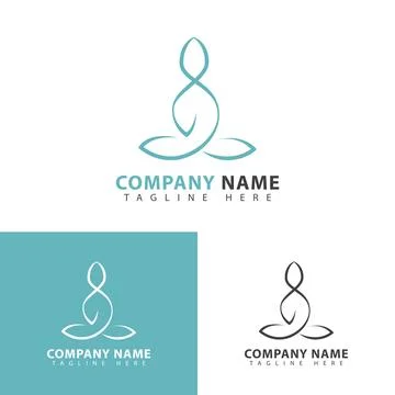 Meditation pose logo vector line art. Stock Illustration