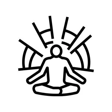 Meditation pose radiating waves line icon vector illustration Stock Illustration