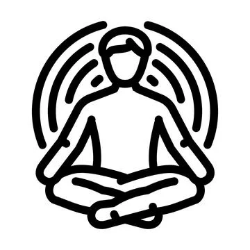 Meditation pose radiating waves line icon vector illustration Stock Illustration