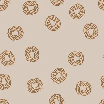 Meditation pose radiating waves line vector seamless pattern Stock Illustration
