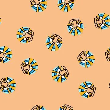 Meditation pose radiating waves vector seamless pattern Illustrazione stock