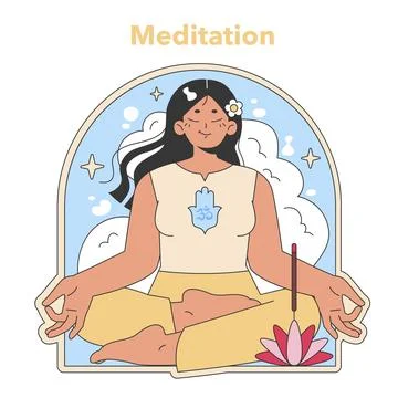 Meditation practice illustration. Flat vector illustration. Stock Illustration