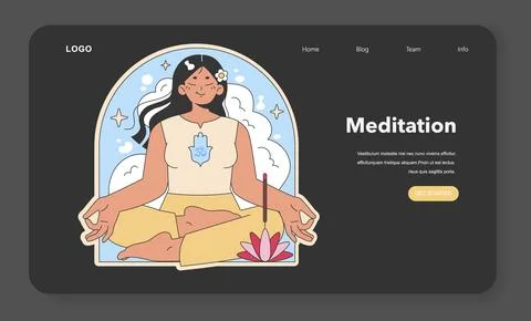 Meditation practice illustration. Flat vector illustration. Illustrazione stock