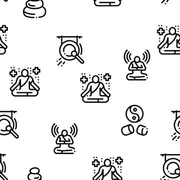 Meditation Practice Seamless Pattern Vector Stock Illustration