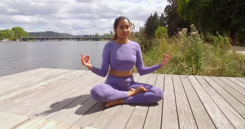 Meditation By The River Stock Footage 140177201