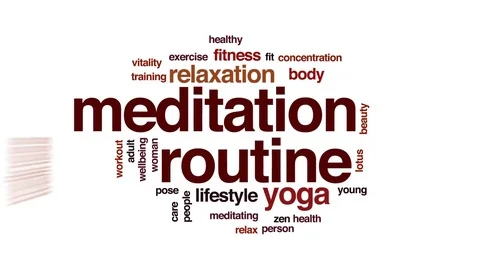 Meditation routine animated word cloud, text design animation. Stock Footage 80219351