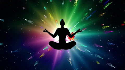 Meditation Silhouette with particle explosion effect Video stock 166680221