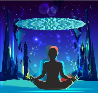 Meditation in space Stock Illustration