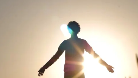 Meditation in spring fields Stock Footage 88414189