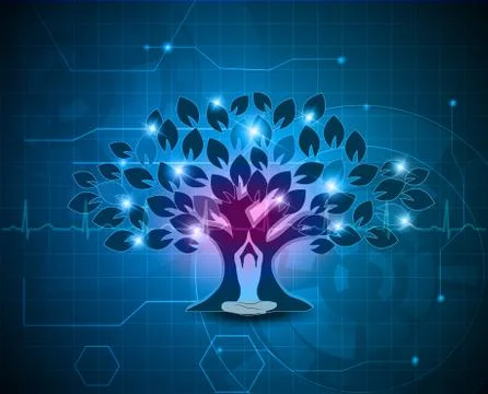 Meditation under the tree background Stock Illustration