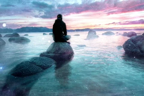 Meditation video- Inner reflection, Calming Sea Stock Footage 141116343