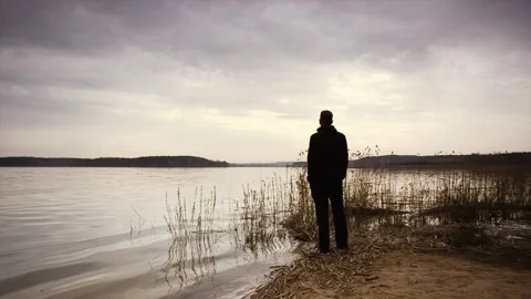 Meditation by the water. Stock Footage 89131945