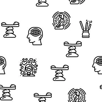 Meditation Wellness Occupation Vector Seamless Pattern Illustrazione stock
